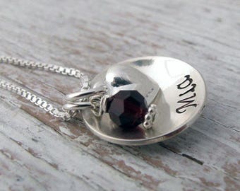 Personalized Mother's Necklace, One Child, Gift for Daughter, Personalized Jewelry, Sterling Silver with Birthstone & Charm, Christmas Gift