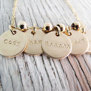 Personalized Gold Mother's Necklace, Grandmother's Necklace, Double Sided with Birthdates, Kid's Names, Grandchildren, New Larger Size!