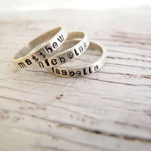 Custom Name Ring, Personalized Stacking Ring, Mother's Ring, Sterling Silver