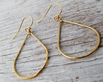 New, 14k Gold Filled Teardrop Earrings, Hammered, Lightweight, Modern, READY TO SHIP, Gift for Her