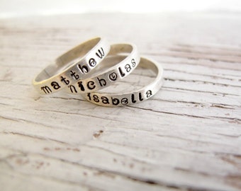 Custom Name Ring, Personalized Stacking Ring, Mother's Ring, Sterling Silver