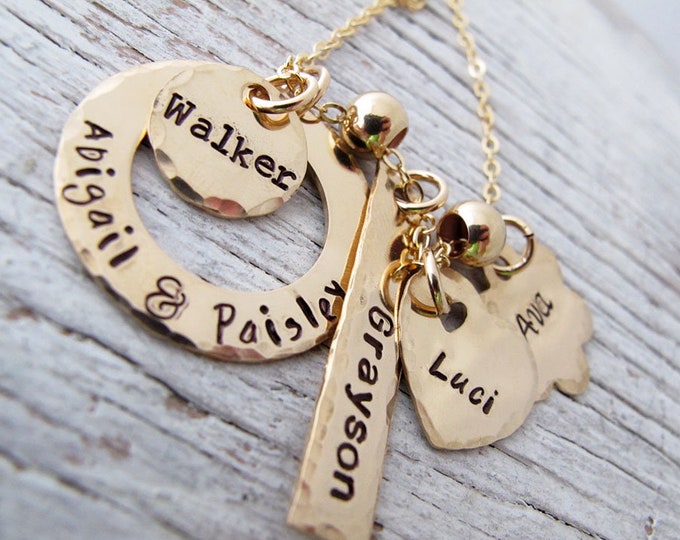 New Grandchildren Name Necklace, Gold Kid's Name Necklace, Personalized
