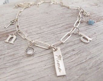 Paperclip Chain Necklace, Personalized, Initials, Mother's Necklace