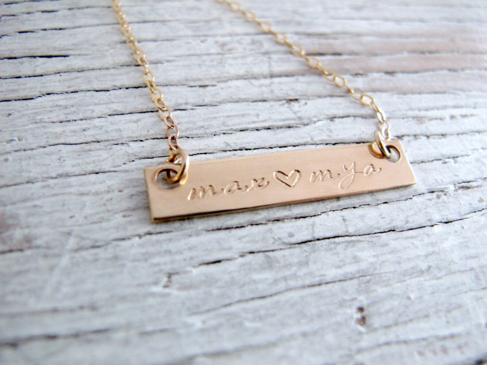 Gold Bar Name Necklace Mother's Gold Necklace Etsy