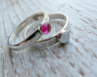 Birthstone Stacking Ring, Mother's Ring, Mother's Day Gift, Sterling Silver