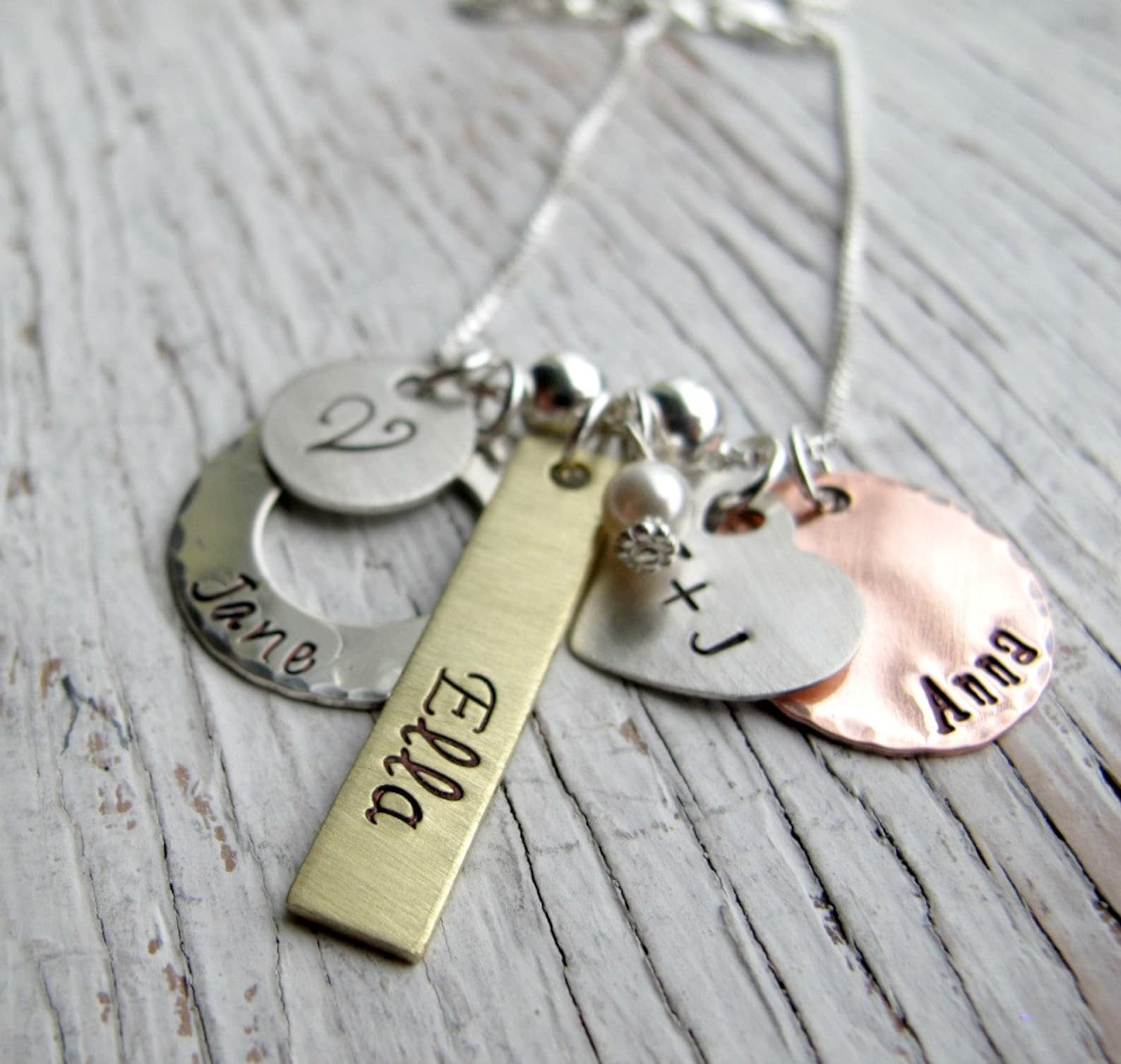 Personalized Family Charm Necklace Mother's Necklace Etsy