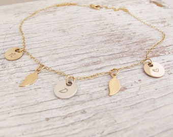 Kid's Initials Necklace, Mother's Necklace, GOLD FILLED 14k & STERLING, Personalized Jewelry, Grandma Necklace