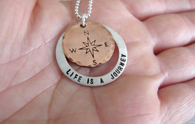 Life is a Journey Not a Destination Compass Necklace Mixed Etsy
