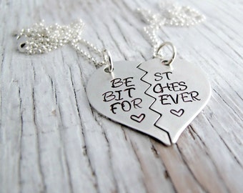Best Bitches Forever Necklace, Hand Stamped, Best Friend Jewelry, Sterling Silver, Valentine's Day Gift, Birthday Gift, BFF- TWO NECKLACES