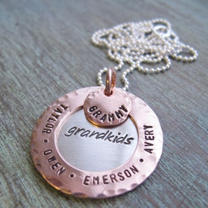 Personalized Grandmother Necklace, Family Jewelry, Mother's Day Gift, Hand Stamped, Grandma, Nana, Mother image 2