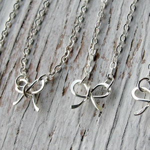 Tiny Bow Necklace, Handmade, Sterling Silver Pendant, Minimalist Jewelry, Gift for Her, Ready to Ship