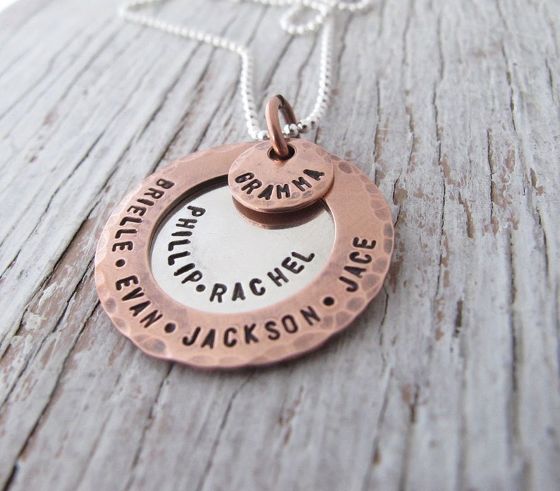 Personalized Grandmother Necklace, Family Jewelry, Mother's Day Gift, Hand Stamped, Grandma, Nana, Mother image 1