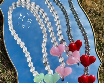 Handmade Beaded Heart Phone Charm – Cute Aesthetic Wrist Strap, Kawaii Keychain, Bag Charm, Gift for Her, Y2K Phone Accessory