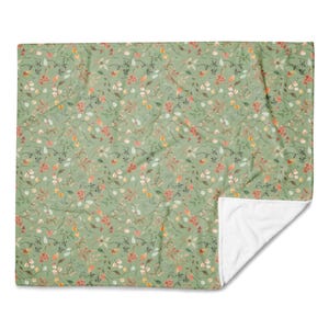 Green Floral Throw Blanket