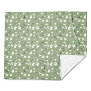 Green Floral Throw Blanket