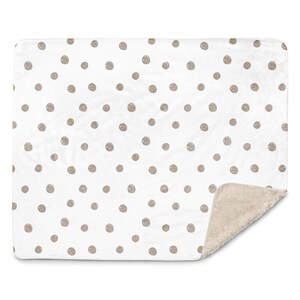 Simple White and Tan Polka Dot Sherpa blanket