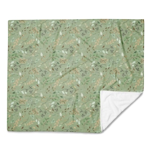 Green Floral Throw Blanket
