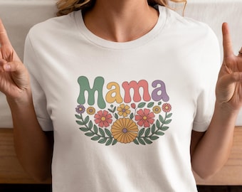 Boho Mama Muttertag T-Shirt Floral Mom Leben Tshirt Mutterschaft Shirt Neue Mama Geschenk Tee Mama Bär Baby Shower Shirt Schwangerschaftansage