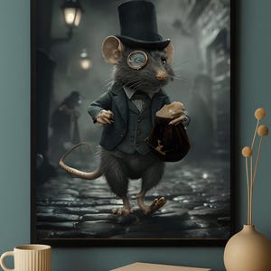 Gentleman Thief Rat Art Print: Dapper Gothic Rodent Illustration (Digital Download 16x24 inches)