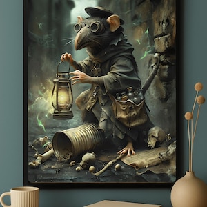 Plague Doctor Rat Poster: Gothic Medieval Vermin Illustration (Digital Download 16x24 inches)