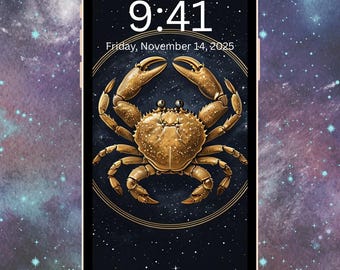 Cell Phone Wallpaper Cancer Zodiac – Celestial Astrology Lock Screen (Digital Download)