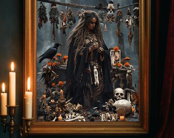 Bone Witch Digital Print: Gothic Occult Art (Digital Download)