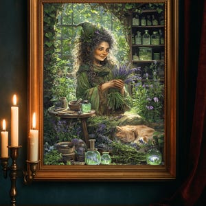 Garden Witch Art Print: Botanical Magic, Herbal Decor (Digital Download)