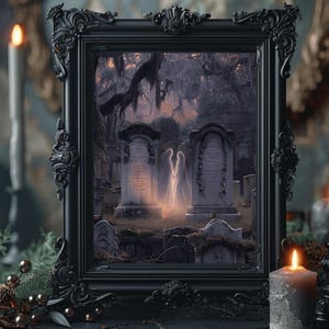 Geister Paar Gothic Print: Verwunschene Romantik, Gruseliger Halloween Dekor
