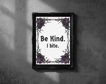 Cross Stitch Pattern Beginner Friendly PDF | Be Kind Gothic Embroidery Design | Snarky Modern | Beginner Friendly Pattern | Instant Download