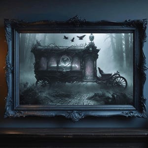 Haunted Hearse Gothic Print: Spooky Halloween Wall Art