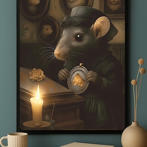 Victorian Mourner Rat Art Print: Gothic Grief Rodent Decor (Digital Download 16x24 inches)