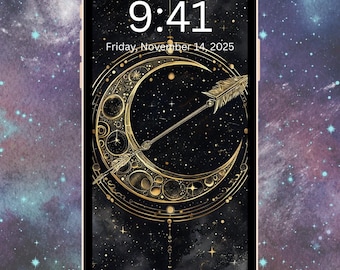Fondo de pantalla para celular del signo Sagitario – Astrología Celestial (Descarga digital)