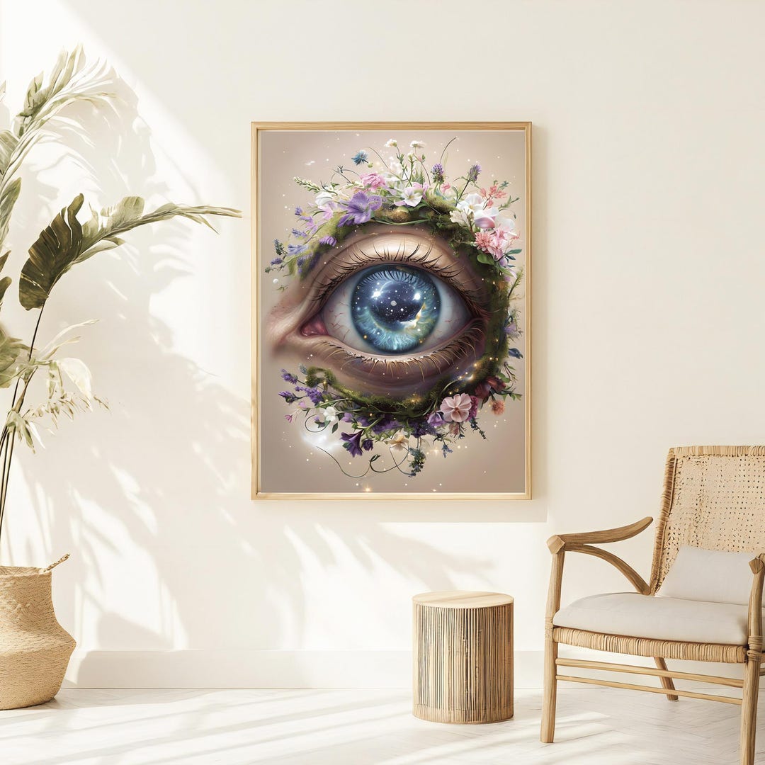 Cosmic Eye Print: Galaxy Iris, Floral Surreal Anatomical Wall Art - Etsy