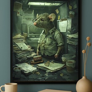Bureaucrat Rat Art Print: Sarcastic Gothic Office Decor (Digital Download)