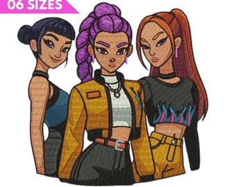 Disegno da ricamo Kpop Demon Hunter / Huntrix Girls Zoey Rumi Mira (download digitale)