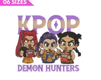 Diseño de bordado de Demon Hunter Kpop / Huntrix Girls / Archivos digitales PES DST
