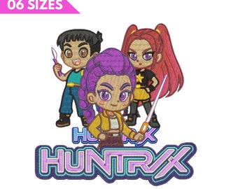 Diseño de bordado de Huntrix Girls / Cazador de demonios Kpop (Archivo de bordado digital)