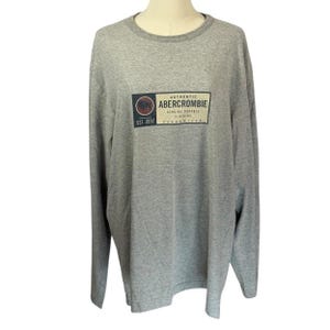 Vintage Abercrombie & Fitch 100% Cotton Gray Graphic Long Sleeve Tee (Size XL)