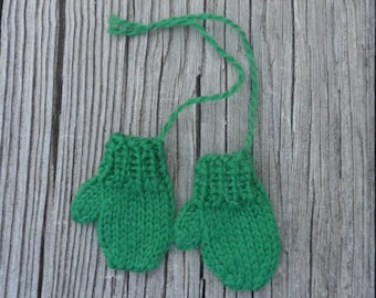 Tiny Miniature Hand Knit Mitten Ornament