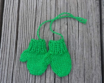 Tiny Miniature Hand Knit Mitten Ornament