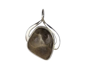 Petoskey Stone Pendant set in Sterling Silver  ppkyg3648