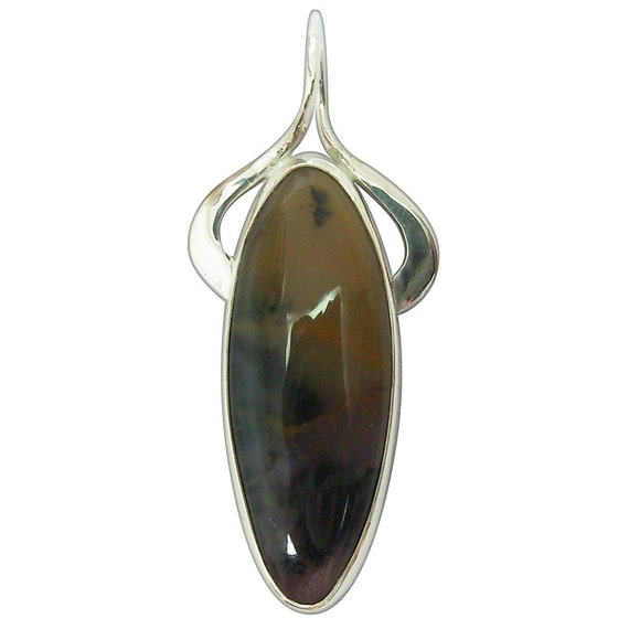 Amethyst Sage Agate and Sterling Silver Pendant, pamsf2342