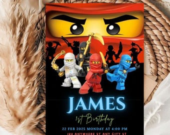 Modello modificabile per invito alla festa del primo compleanno di James (5x7) Prodotto digitale scaricabile