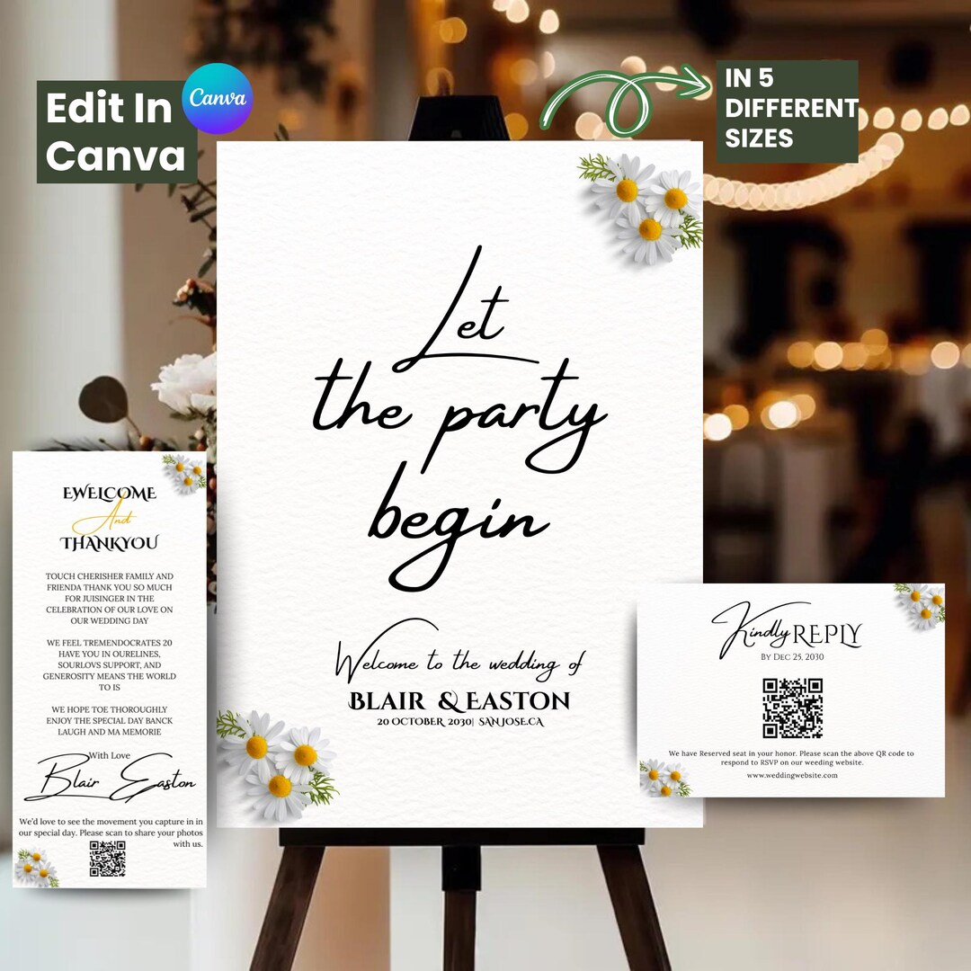 Modern Wedding Welcome Sign Template: Minimalist Reception Decor ...