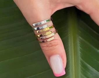 Gold 'Trust God' Ring: Stainless Steel Adjustable Christian Jewelry