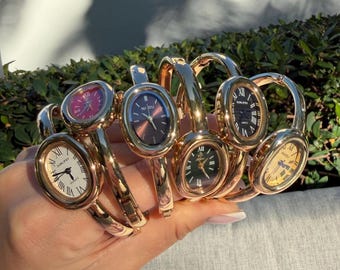 Oval Bracelet Watch, Gold or Silver Jewelry, Minimalist Dress Watch