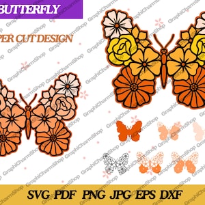 Butterfly Svg, 3D Butterfly Svg, Butterfly Template, Layered Butterfly, Butterfly Clipart, Butterfly Wall Decor, Png, Instant Download