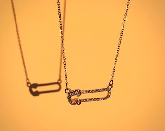 Gold Safety Pin Necklace for Women, Minimalist Pin Pendant Necklace, 18K Gold Plated Stainless Steel Necklace