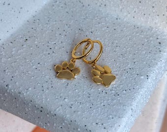 Paw Print Earrings – Dog Lover Hoop Earrings, Pet Paw Dangle Jewelry, Animal Lover Gift for Women