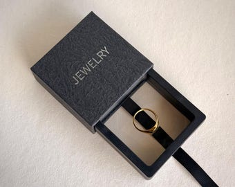 Luxury Jewelry Gift Box with Drawer – Black Ring & Necklace Box, 3 Sizes